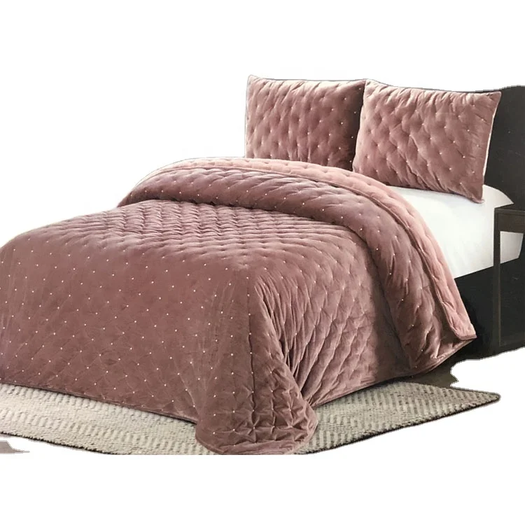 Worth to buy good quality comfortable winter dot stitching bedspread quilt sets