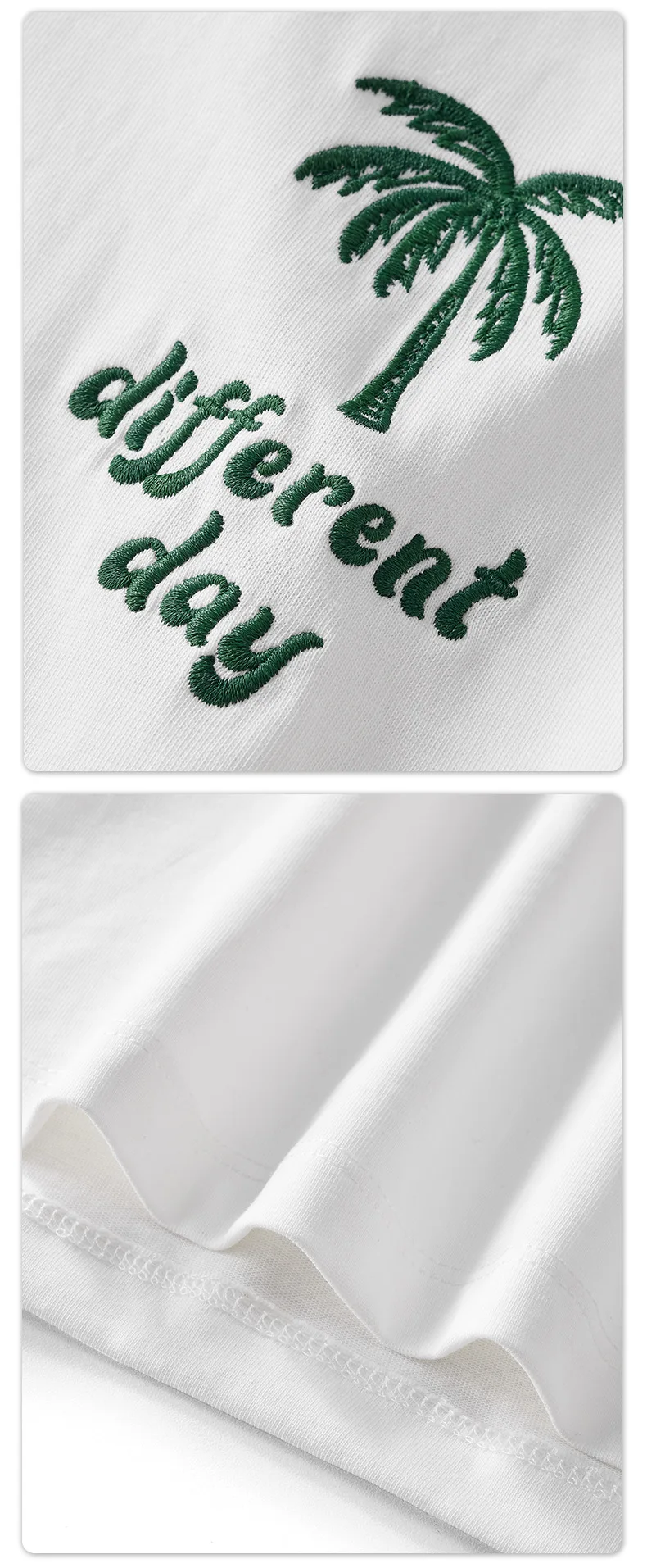 2022 Fashion new design tee shirts simple coconut embroidered floral tees short sleeve custom logo t-shirt