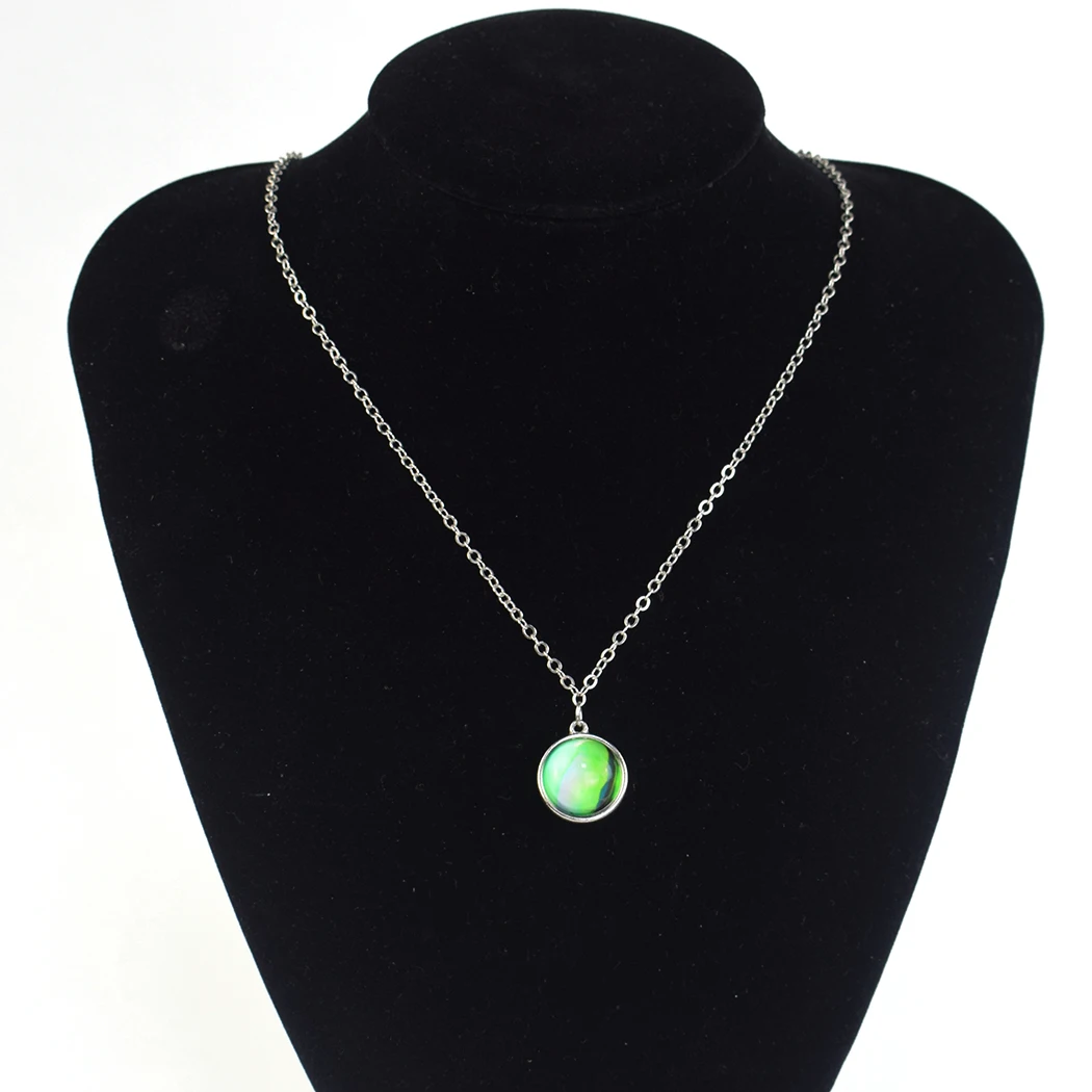 Glowing Yin Yang Glass Ball Pendant Women Cute Crystal Silver Jewelry Yin Yang Necklace