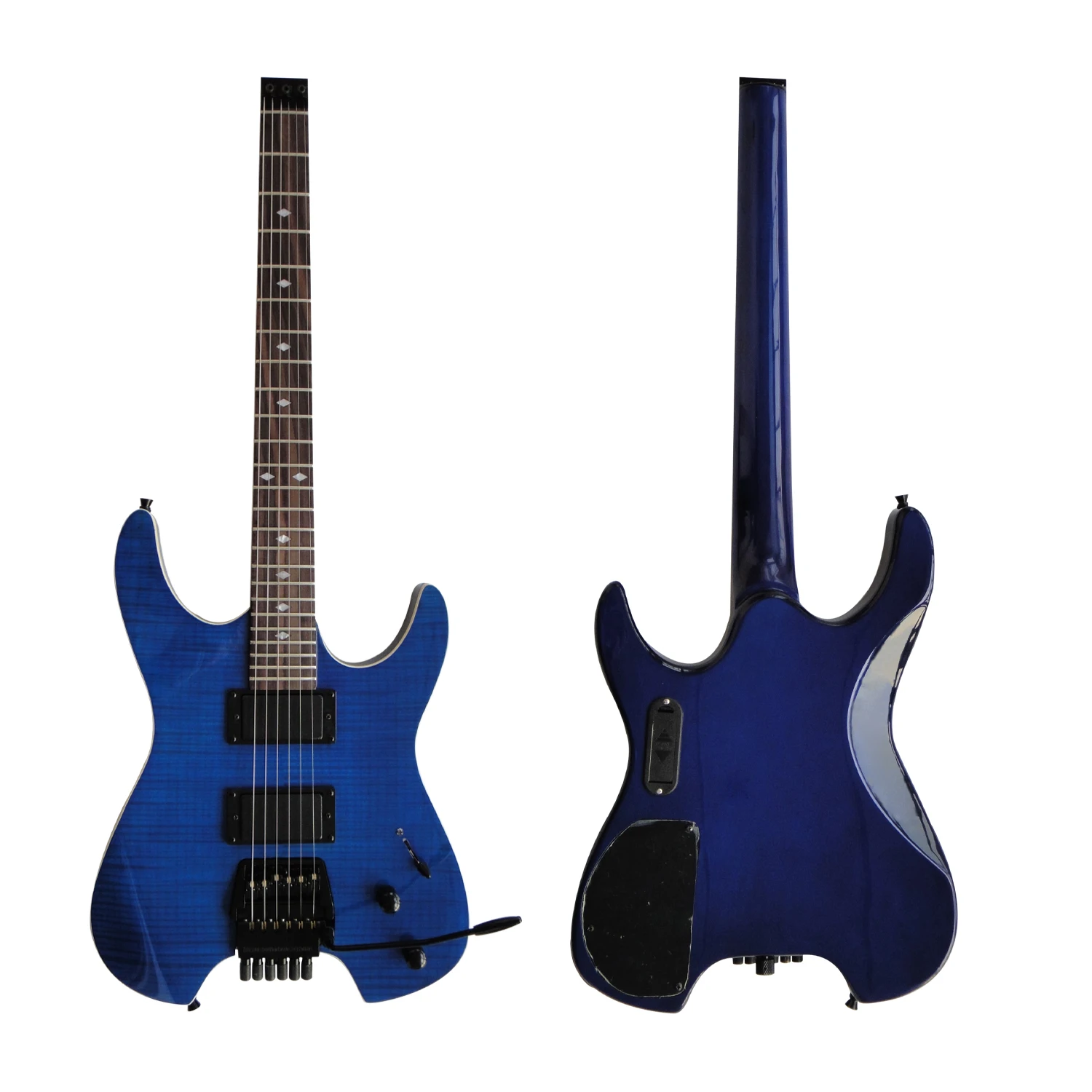 Afanti Customized HH double locking tremolo flamed Blue headless electric guitar