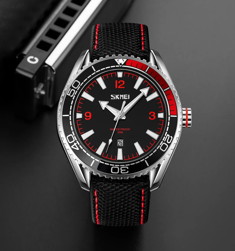 2022 luxury skmei 9291 business quartz movement watch band leather black casual watches for men