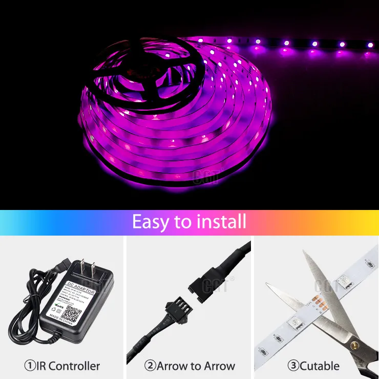 Рождественские Цветные сменные светодиодные RGB-ленты 12 В постоянного тока с управлением