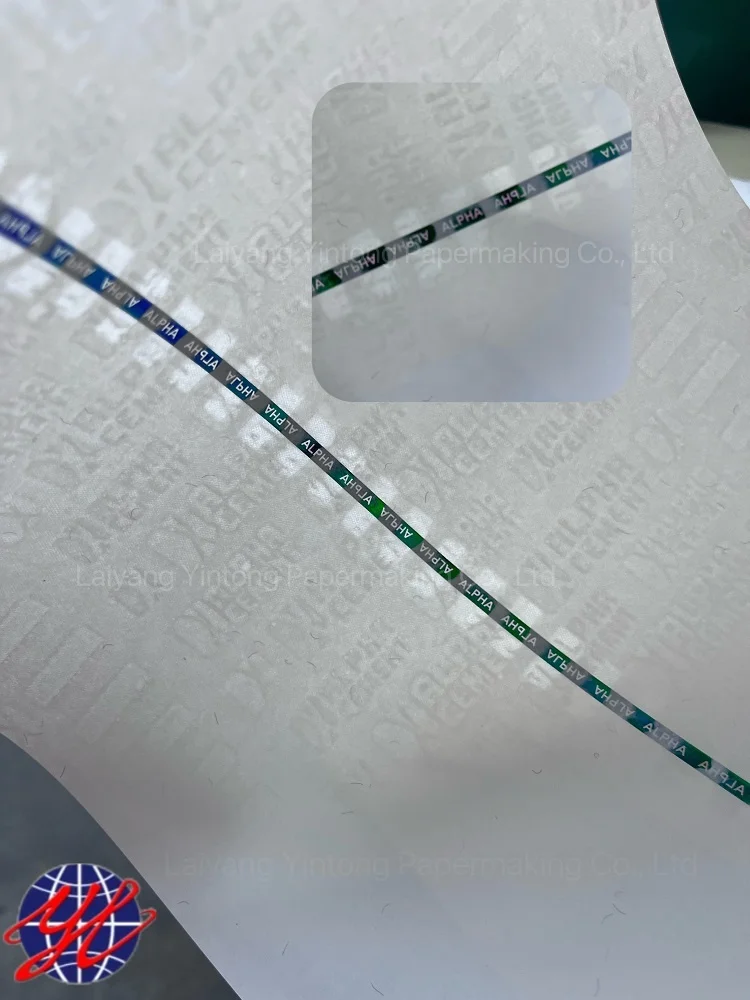 Anti-counterfeiting Security Thread Paper Custom Windowed Thread and Full Buried Thread Watermark Security Fiber for Certificate
