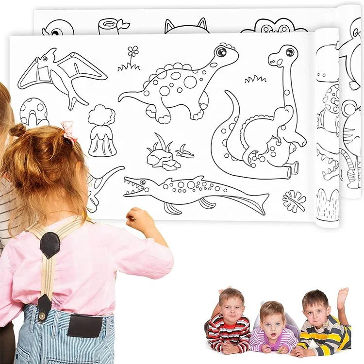 2024 kid toys cheap paper scroll and full  coloring drawing paper wall rolls for child