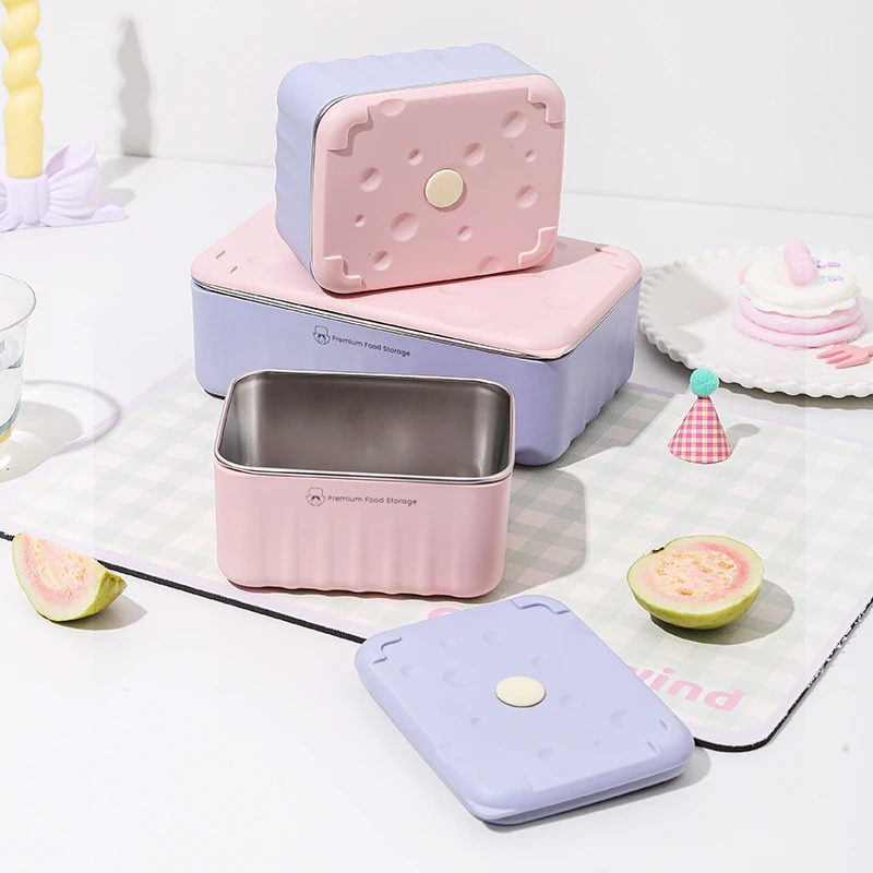 Custom color cheese 2 size microwave heatable no leak stripe thermal bag stainless steel adult food storage bento lunch box set