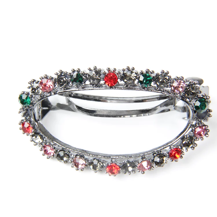 V&R Hot Selling Korean Multi Ston Oval Pin Geometric Crystal Rhinestone Hair Clip