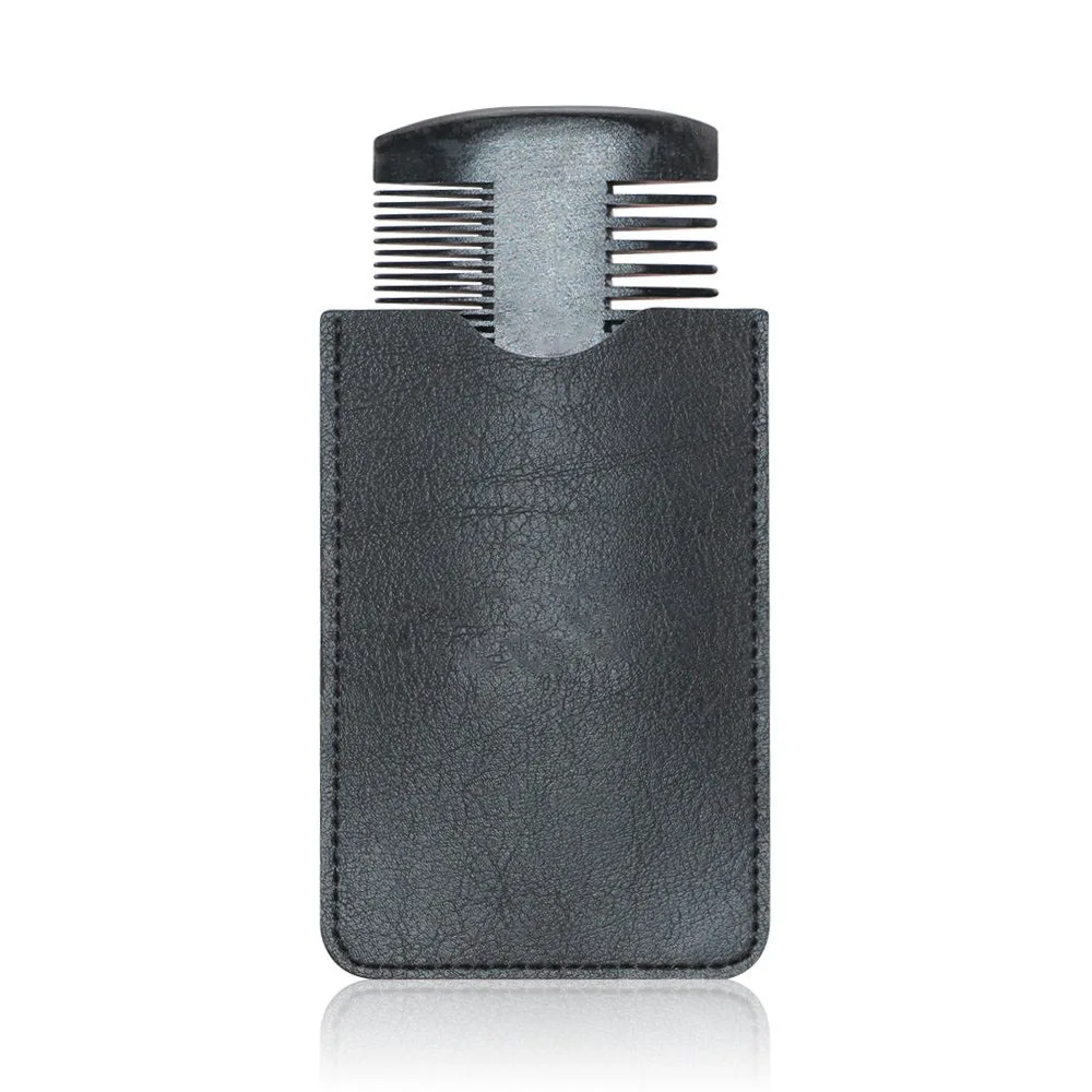 Wholesale Hot Selling Custom Logo Dual-sided Wood Beard Comb Black