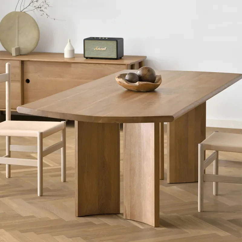 Modern Unique Design Solid Wood Rectangular Dining Table Space Saving Dining Room Furniture For Restaurant Hotel Cafe Diner