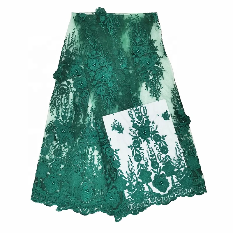 factory price China lace soft bridal 3d embroidered lace fabric with stones