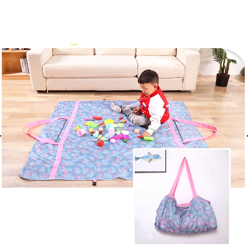 Fashion Portable Kids Oxford Outdoor Beach Kids Children Storage Toys Bags Waterproof Mat Large Drawstring Toys Eco-friendly Set