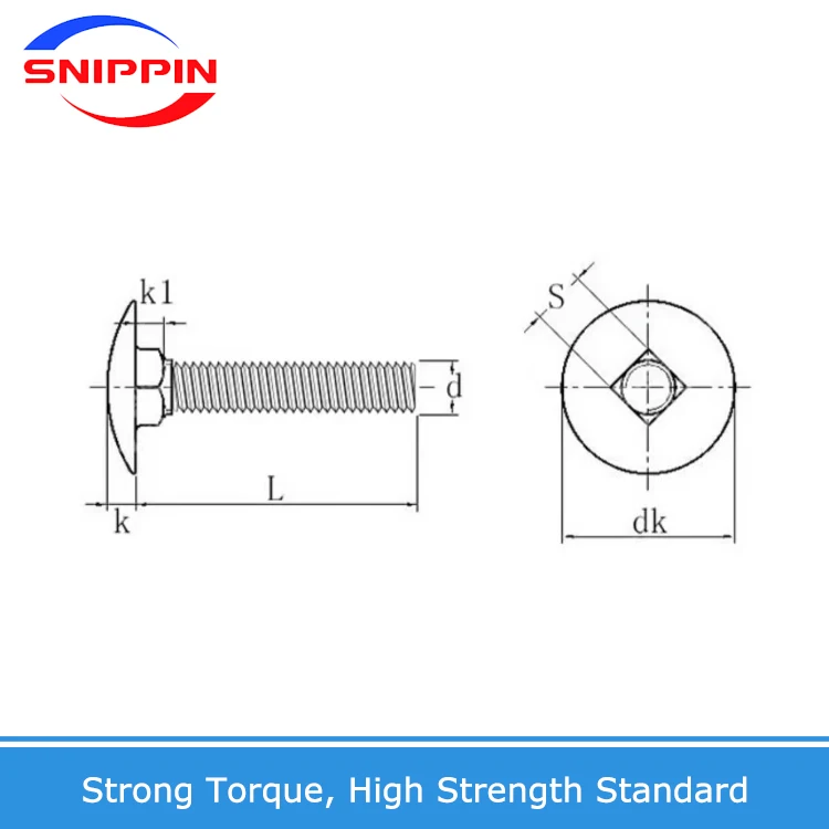 M6 M8 M10 M12 M16 304 Stainless Steel GB12 Truss Round Head Square Neck Carriage Screw Coach Bolt For Shelf Desk L=12MM-140MM