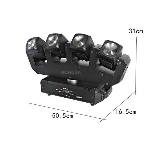 LED Moving Head Light Four-Headed Beam Spider Light 80W RGBW with DMX Suitable for Stage Party Disco Bar