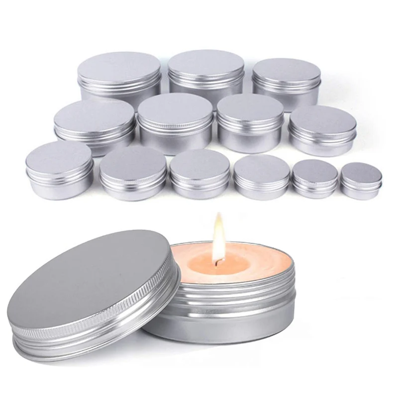 Wholesale Manufacture 60ml 80ml Aluminum Jar In Stock Silver Round Metal Aluminum Tin Containers Screw Top Lipstick Cosmetic Tin