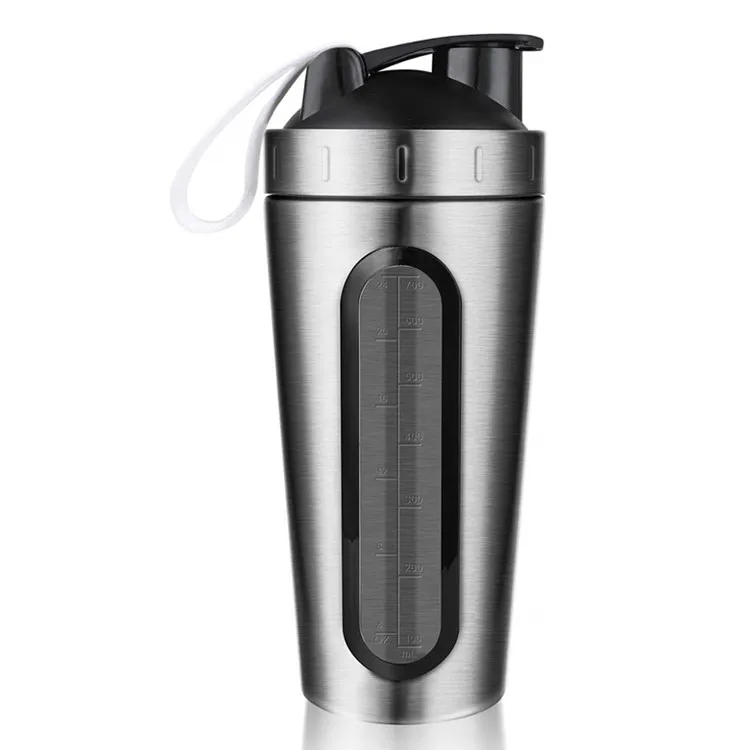 Sports Products 18 8 Stainless Steel Reusable Metal Private Label Eco Friendly BPA Free Protein Shaker Bottle with Window