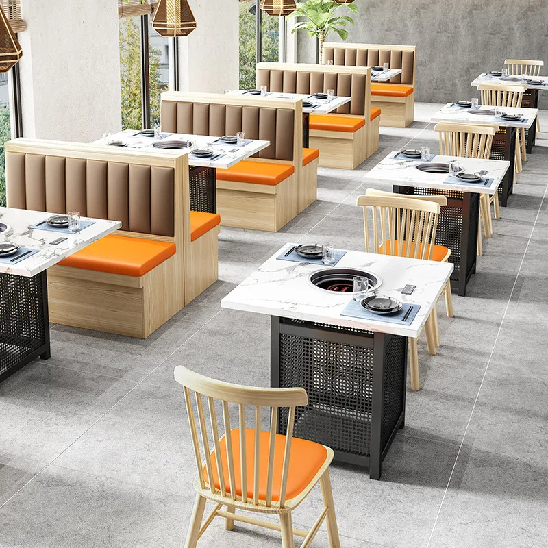 Custom Commercial Furniture Set Restaurants Bars Hotels Wood Wall Card Seat Sofa Cafe Dessert Snack Table Chair Combination Bar