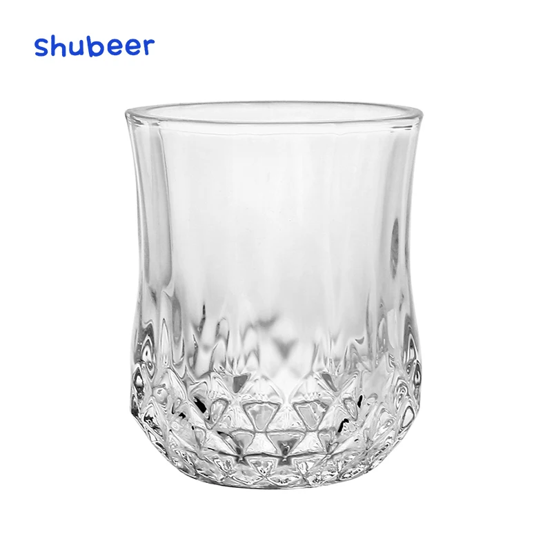 European embossed glass shot cup retro embossed glass white wine cup checked glass spirits cup