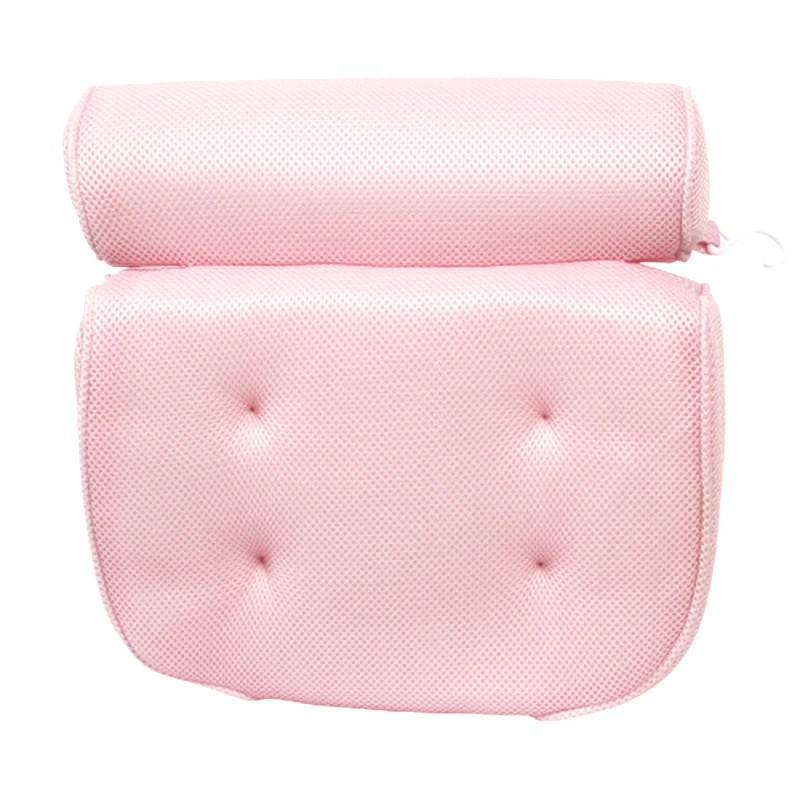 Fast Dry Pink Blue Shower Cushion Spa Bathroom Bath Pillow Comfortable Adjustable 3D Mesh Tub Pillow Bath Pillows