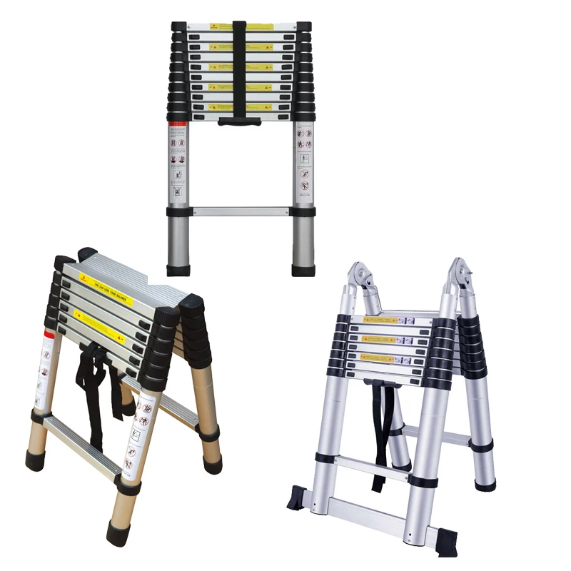 3.2m  Folding Aluminum step Telescopic Ladder with 150 kgs load capacity