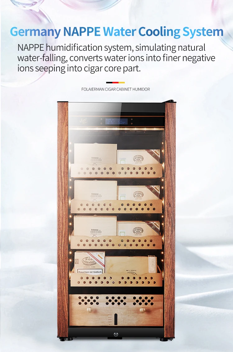 China Factory Direct Supply Self-use Best Choice 750 Count Loose Cigar Holding Capacity Freestanding Cigar Cabinet Humidor Large