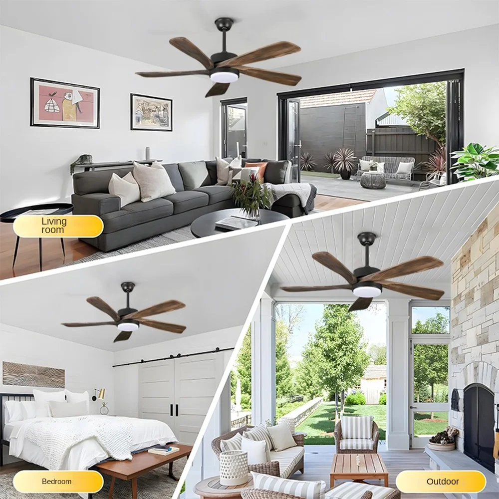 Modern Nordic Simple 52 Inch ABS 5 Blades Household Low Noise Remote Control Bldc Led Ceiling Fan With Light