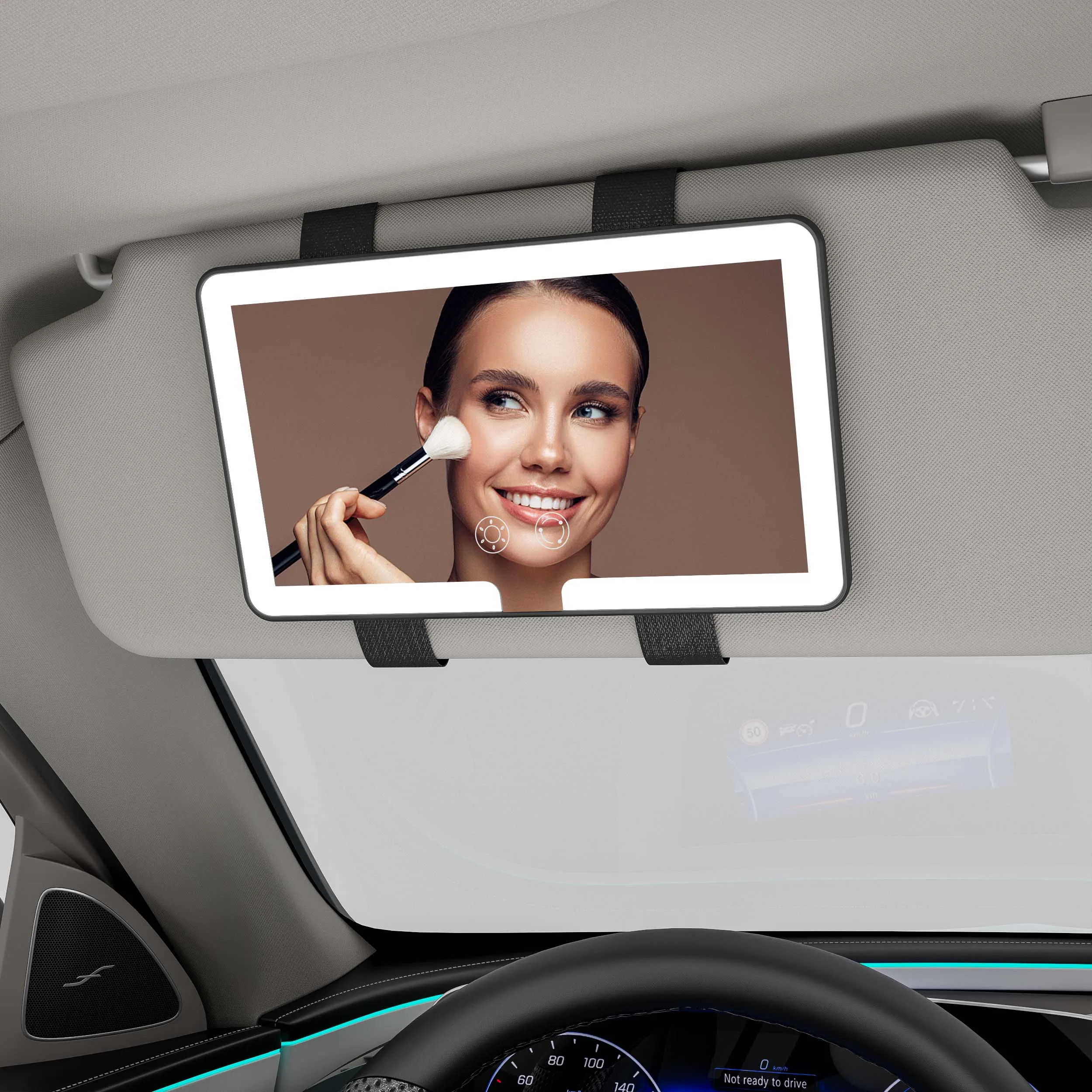 Portable Rechargeable Factory Supply Supplier Travel Makeup Vanity Mirror With Led Lights For Car Sun Visor Car Make Up Mirror