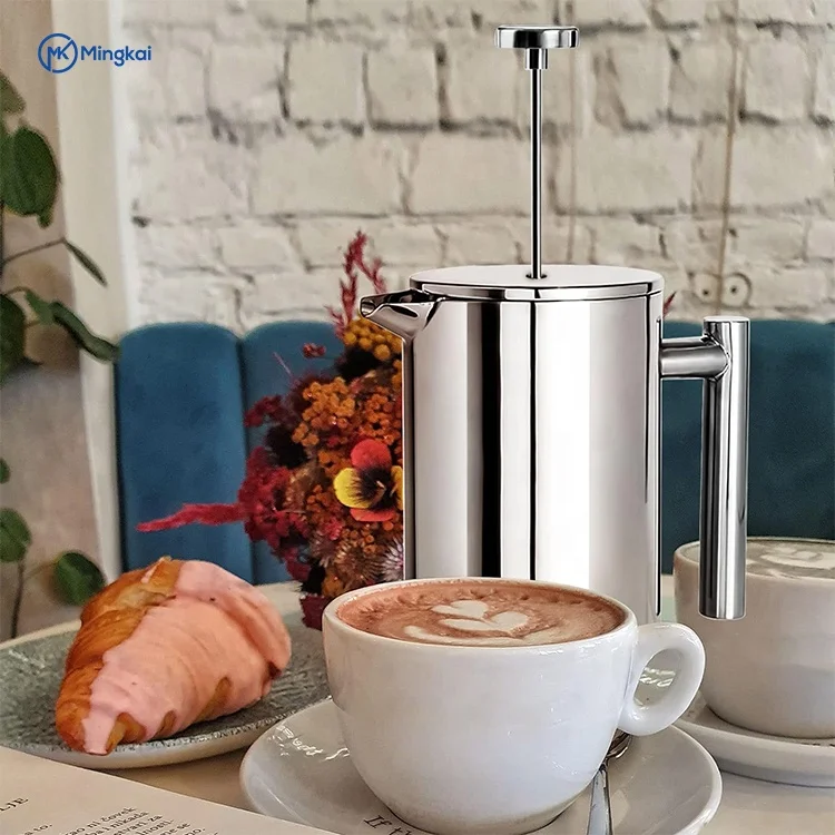 French press coffee machine double wall large capacity stainless steel teapot and coffee press filter system