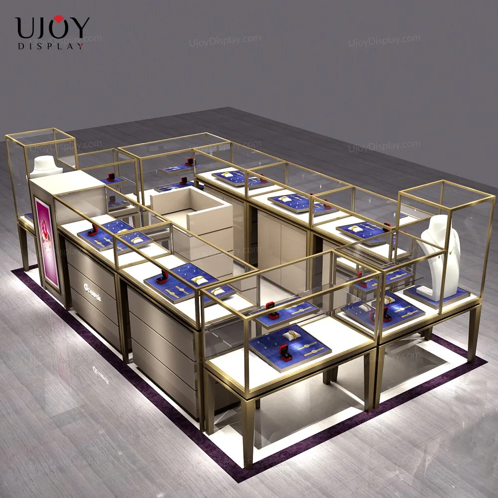 Custom luxury glass jewellery showcase jewelry kiosk design jewelry display kiosk