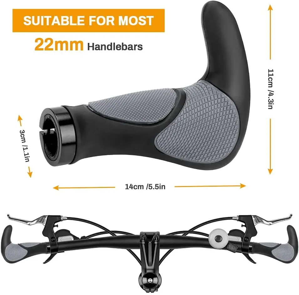  Bike Handlebar Grips For 22.2 Double Lock-on Handle Bar End Holding Locking Bicycle Grip Shock Resistance