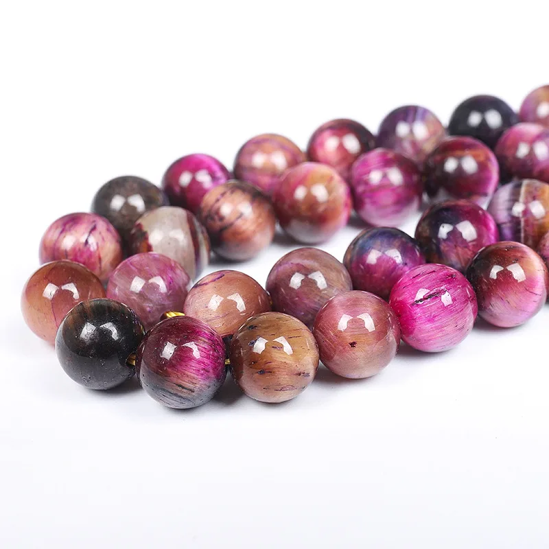 4 6 8 10 12 14mm Natural Stone Multicolor Tiger Eye Round Loose Beads For Jewelry Making