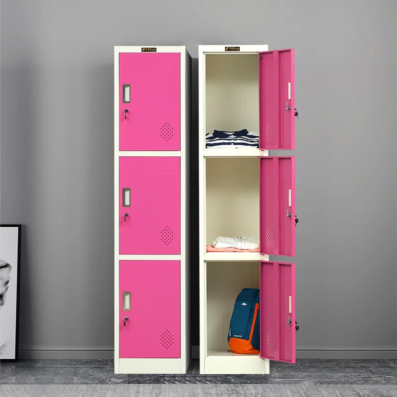 For School Business Gym Locker Wall storage Key lock 3 door cabinets garage storage locker