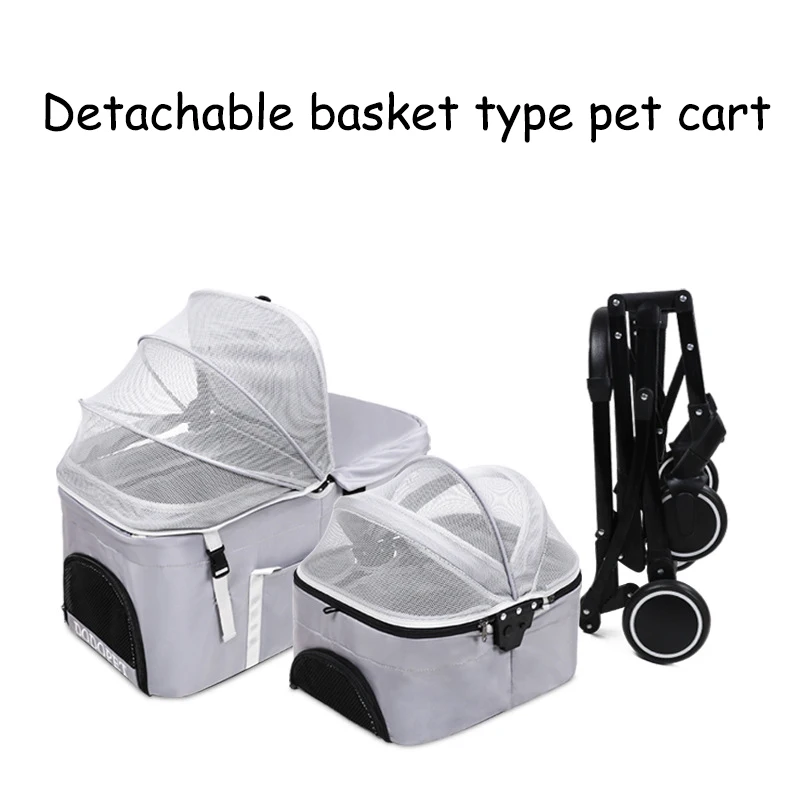 Pet Twin Double Stroller Cat Dog Foldable 4-Wheel Travel Carrier