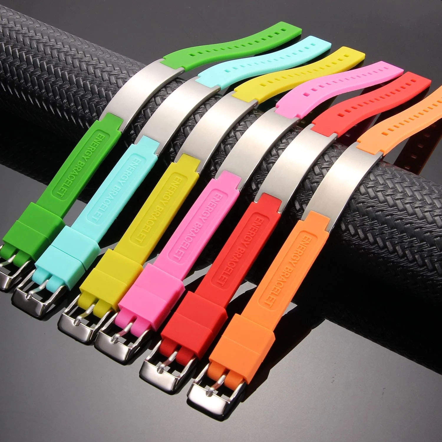 Wholesale Fashion Jewelry Rubber Silicon Bracelet  Energy High-Quality Stainless Steel Magnetic Custom Sports Bracelet Men Wome