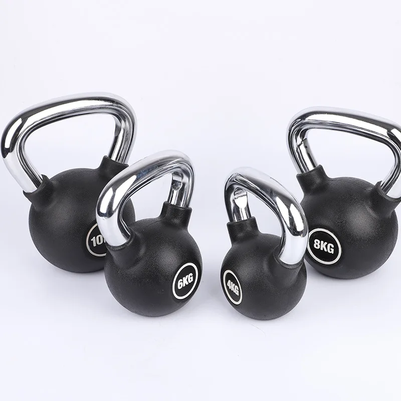 Гиря с резиновым покрытием хромированной ручкой тяжелая атлетика фитнес-Гиря