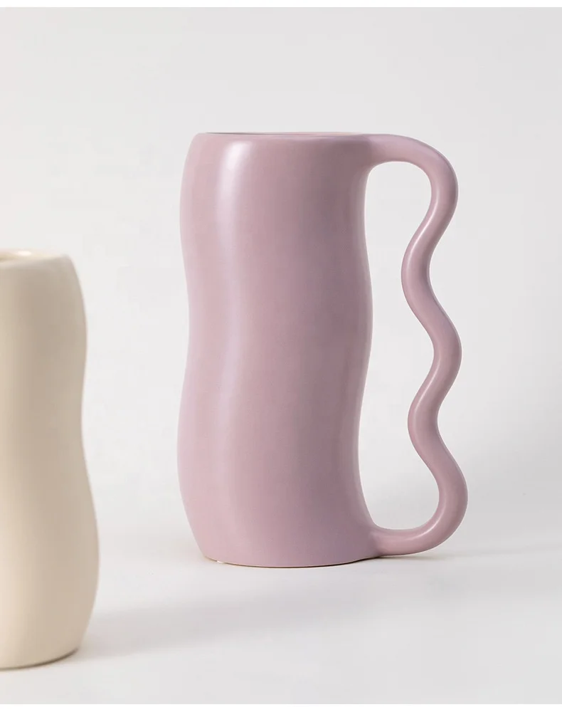 Artistic matte table decorations decorative vases decor ceramic vase home china ceramic vase with handle