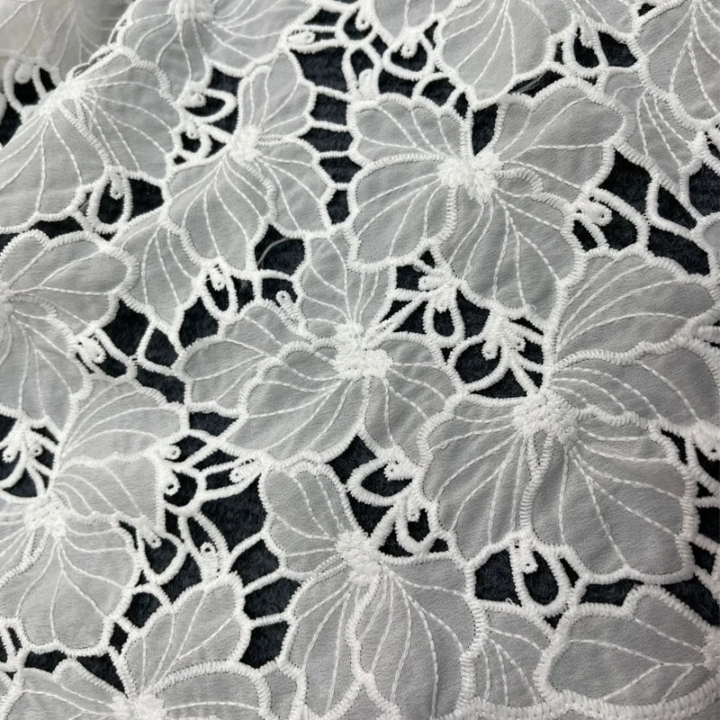 New Style  Polyester Charming lace Holes Florals Embroidery Guipure Lace Fabric for Special Occasion
