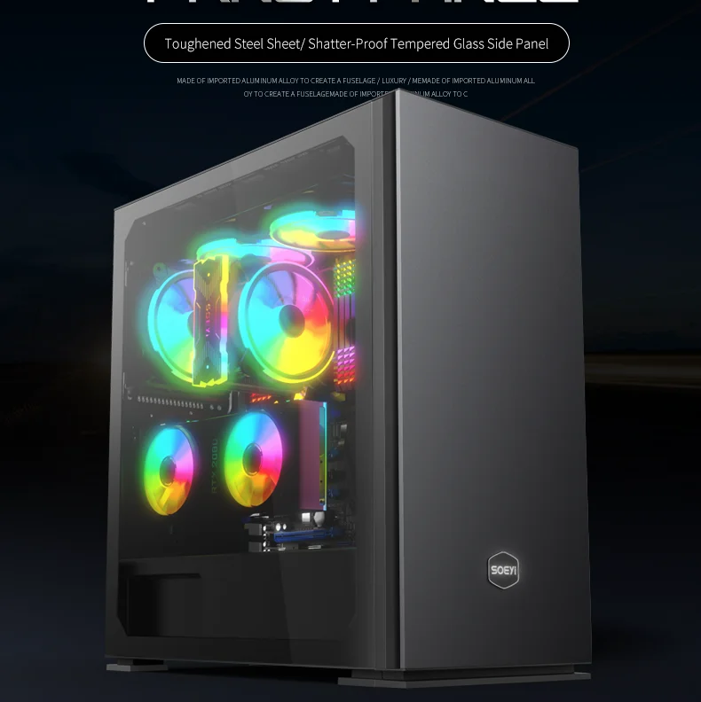 OEM-настольный компьютер из белого закаленного стекла PC ATX PC игровой компьютер Case Full Tower