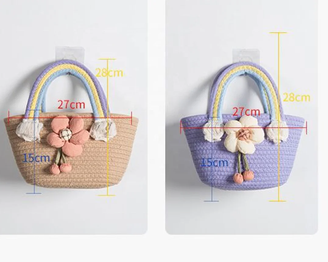 Cotton rope handwoven Bohemian flower baskets for kitchen use Handwoven fruit baskets Handwoven storage baskets