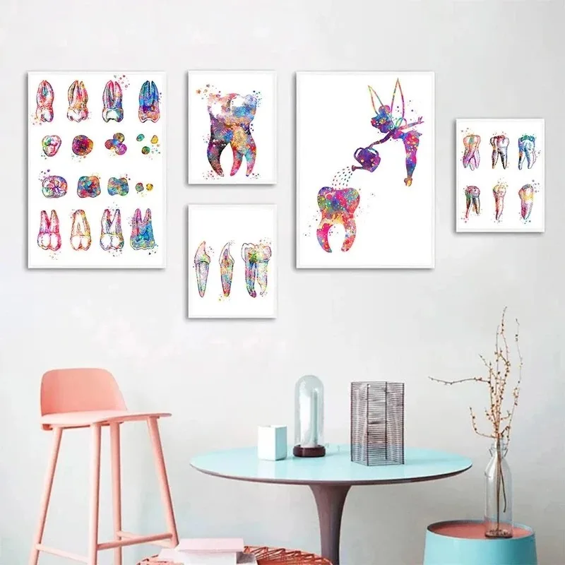 Tooth Implant Canvas Wall Painting Dental Art Poster Dentist Anatomy Prints Medical Wall Art Pictures Hospital Clinic Decoration