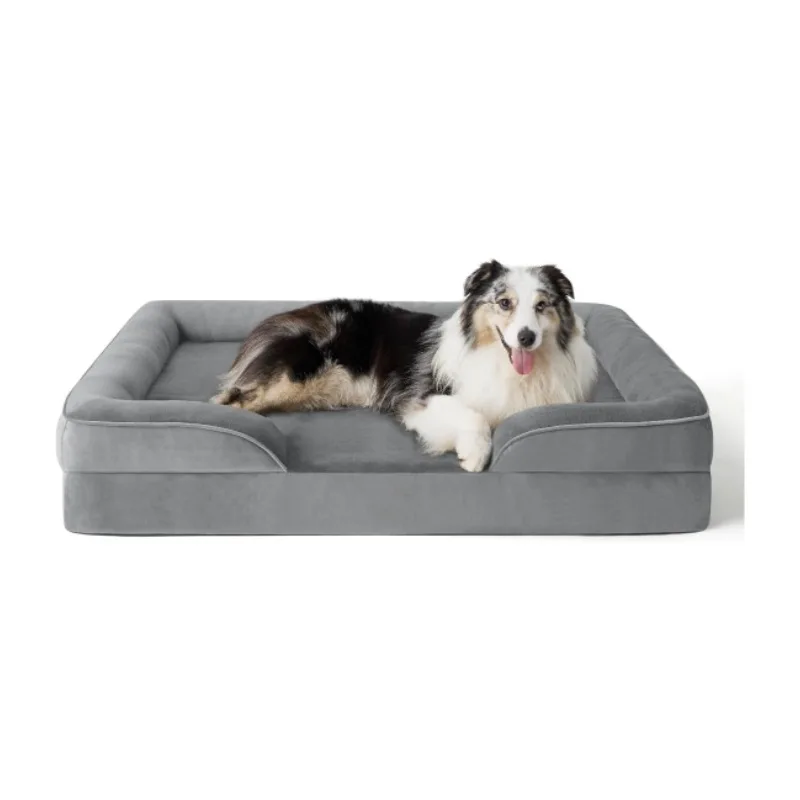 Orthopedic Dog Bed Waterproof Medium Support Foam Pet Dog Sofa Bed Removable Washable Cover Liner Non-Slip Bottom Dog Bed