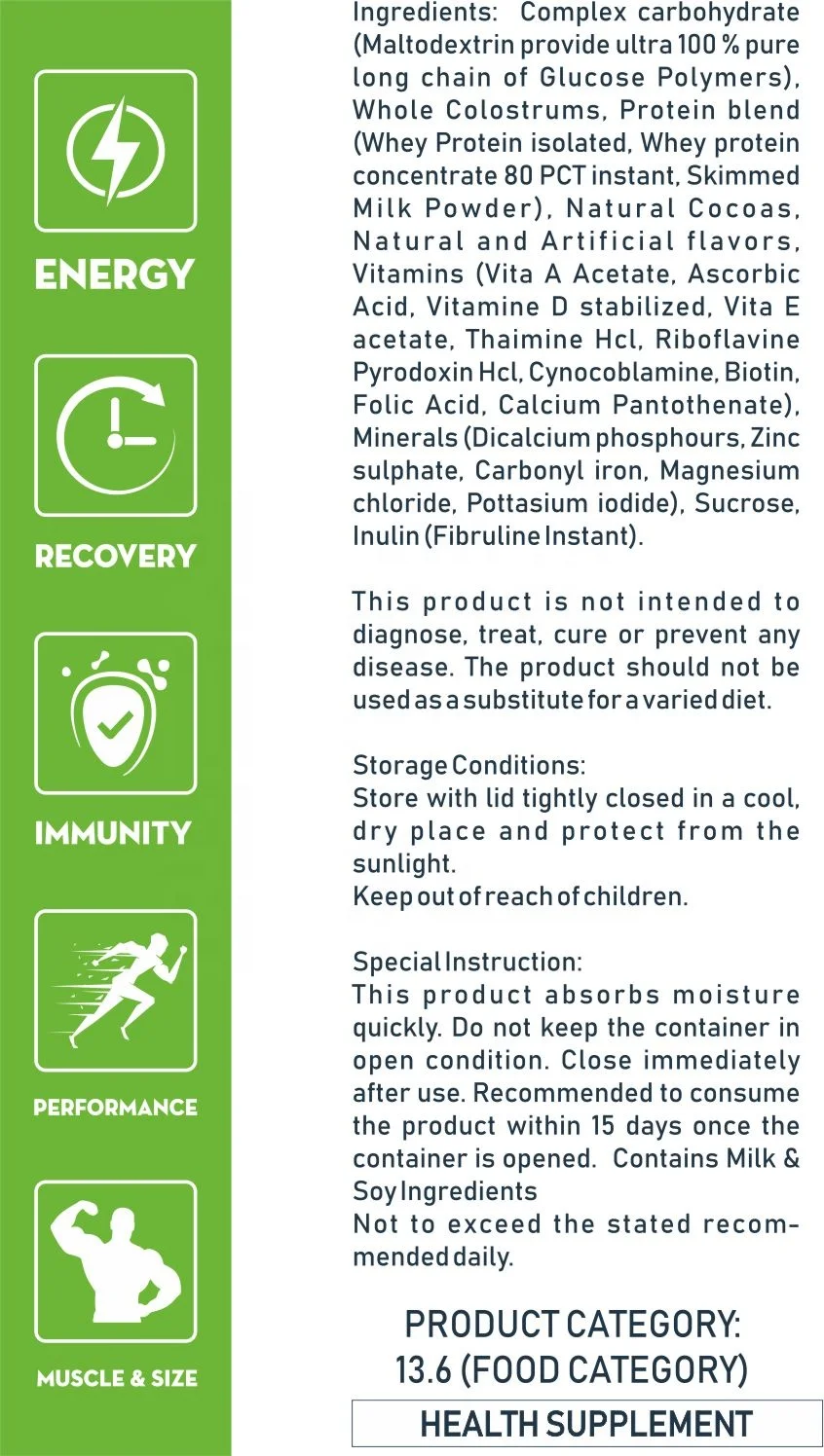 Musculid Mass gainer protein powder with extra rich chocolate flavor/New complete nutritional formula Mass gainer protein powder