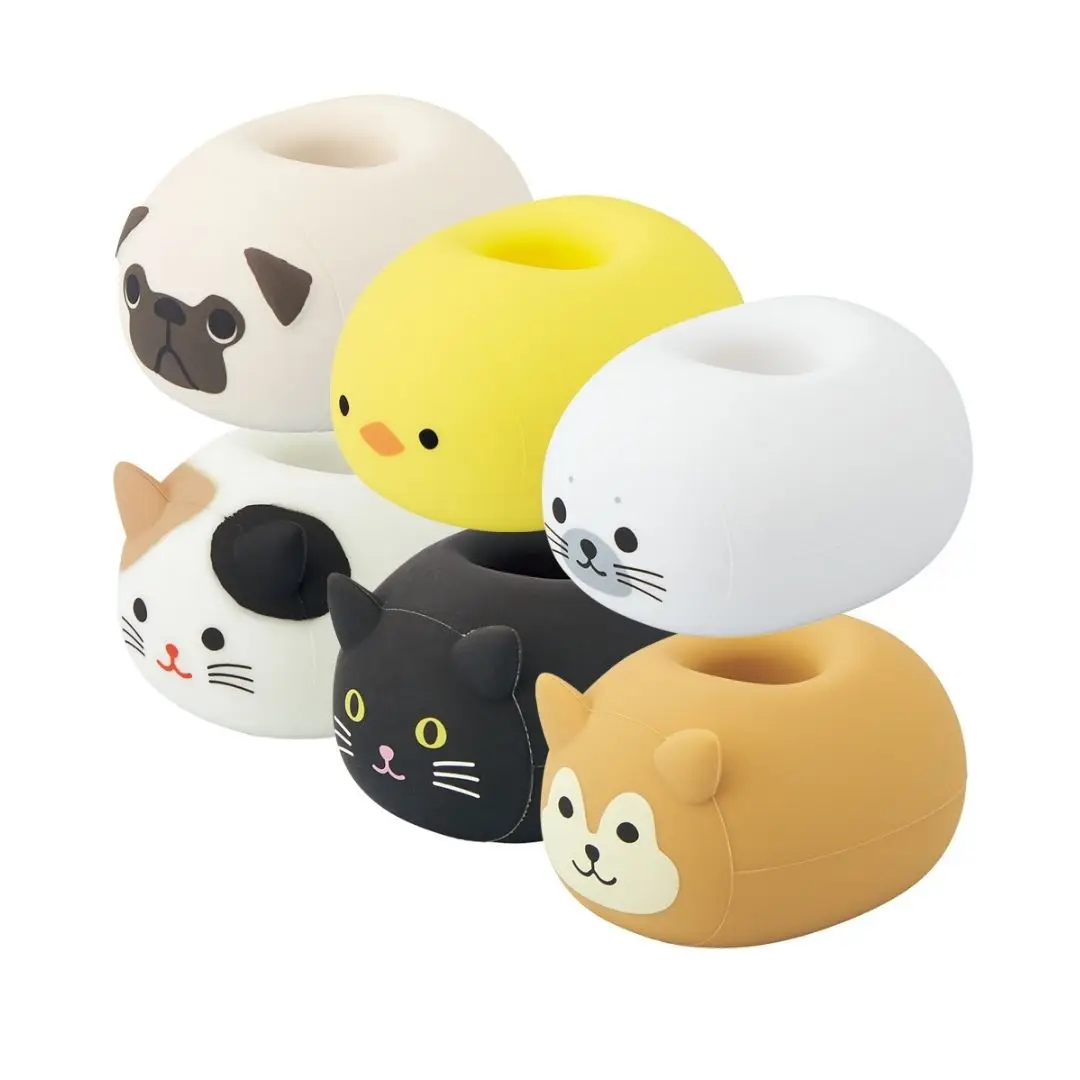 LIHITLAB Kawaii Japanese Animal Silicon Pen Holder Cute Stationary Accessories for School & Office Gift for Bulk Order