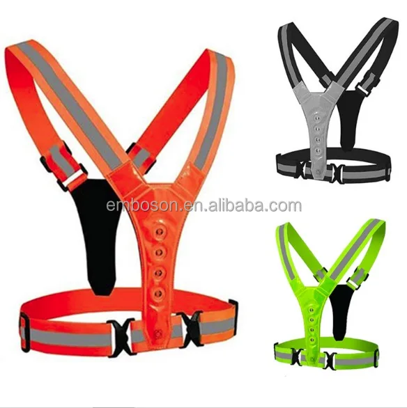 Night Walkers Bikers Safety Vest LED Reflective Running Vest Adjustable Elastic Belt Led Running Vest