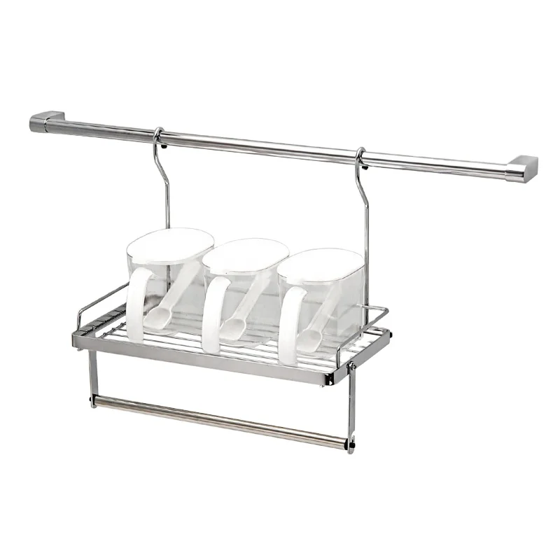 Metal Chrome Plated hanging kitchen holder rack with Spice Rack