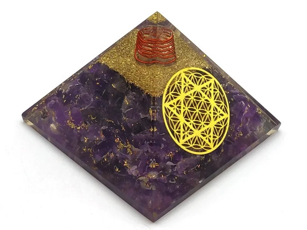Natural Amethyst Crystal Orgonite Pyramid Star of David Charm EMF Protection Amethyst Orgone Pyramid Wholesale