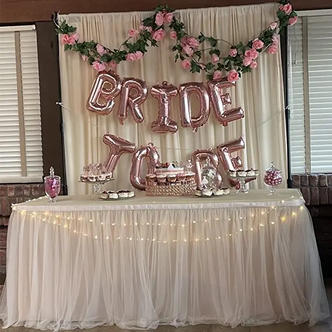 6FT Champagne Beige Tulle Table Skirt Tutu Table Skirts for Wedding Birthday Party Baby Shower Bridal Shower Home Decor