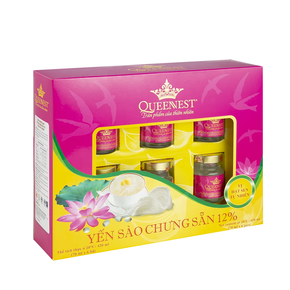Премиум Птичье гнездо QUEENNEST 12% 70 мл-аромат семян лотоса (6 шт. в упаковке) из Вьетнама