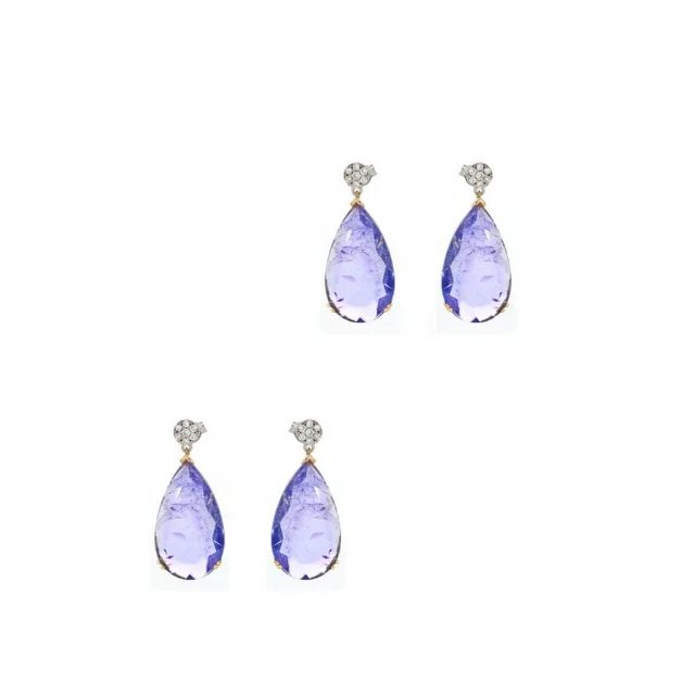 Fashion Jewelry Gold Earrings With Flat Tanzanite Diamonds Elegant Woman Gem Italian Design High Quality