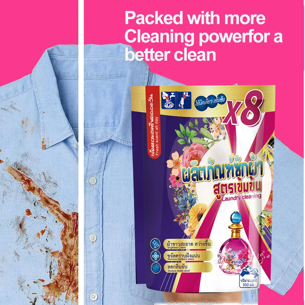 Highly Effective 500ml Liquid Laundry Detergent Made in Thailand Packaged in a Convenient Cleaner Bag Wholesale Price