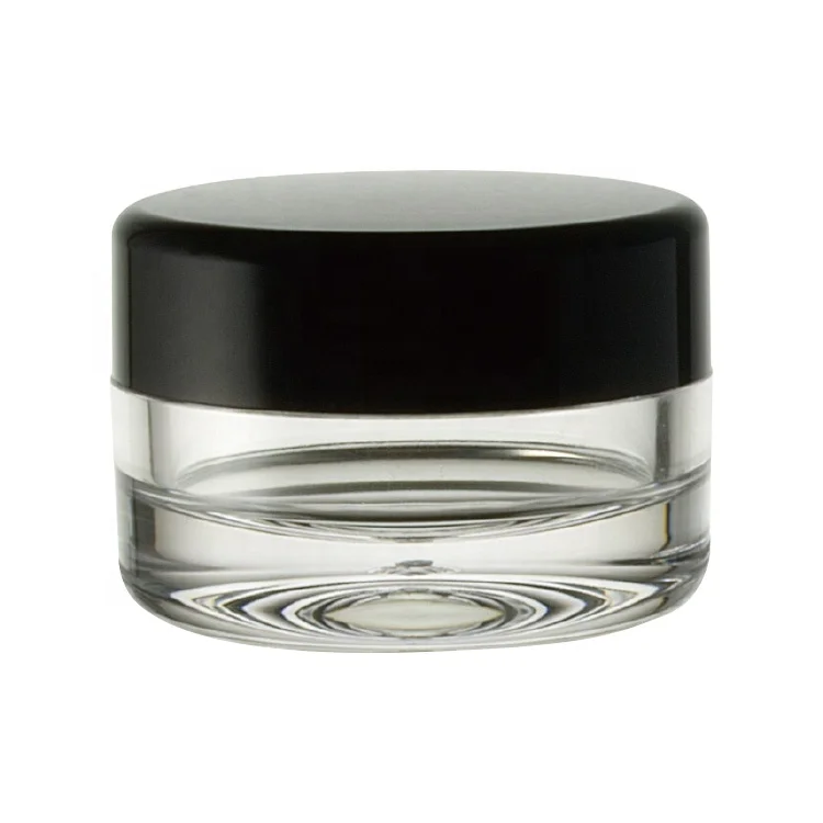 8g. Plastic Clear Thick Bottom PS Jars with ABS Black Lid  J-0838DRC