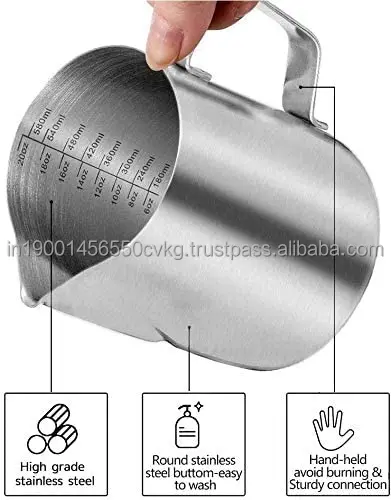 Espresso Machine Accessories Milk Frothing Pitcher  Milk Coffee Cappuccino Latte Art  silver ware Stainless Steel Jug